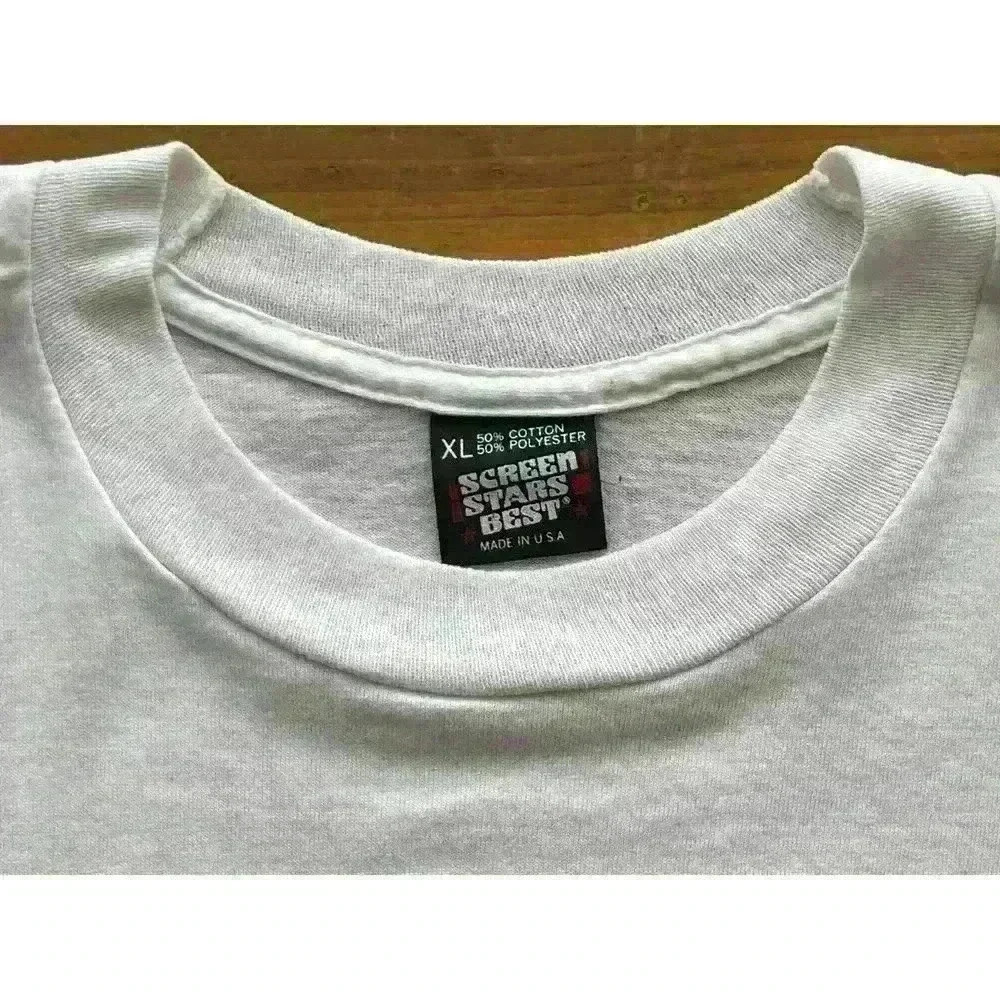 Vintage 1989 White Las Vegas Beach Life Palm Trees Graphic Single Stitch USA XL - Picture 6 of 11